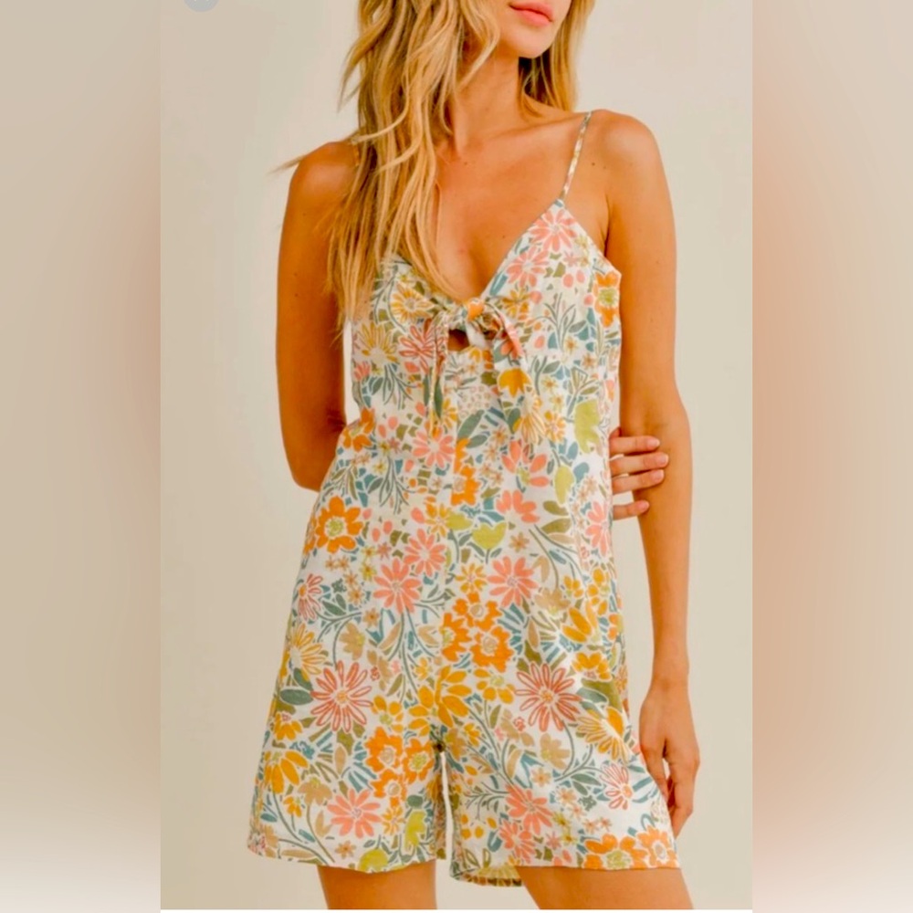 Floral Romper w/ tie closure